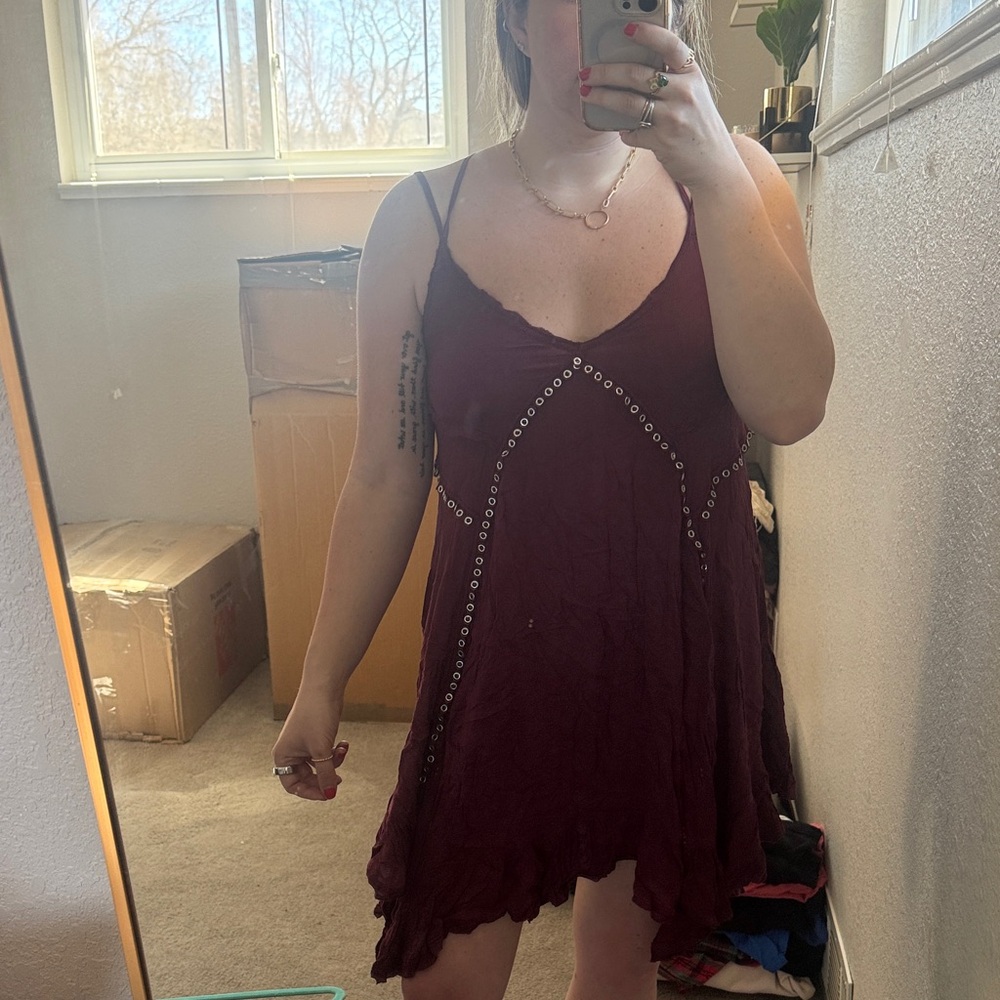 Free People Spaghetti Strap Dress in Wine